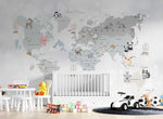 Tapet Personalizat Micii Exploratori cu harta lumii si pui de animale - BABY ANIMAL'S MAP