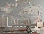 Tapet Personalizat Micii Exploratori cu harta lumii detaliata cu steaguri - TEXTURED WORLD'S MAP