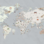 Tapet Personalizat Micii Exploratori cu harta lumii detaliata cu steaguri - TEXTURED WORLD'S MAP