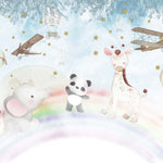 Tapet Personalizat Micii Exploratori cu animalute peste curcubeu si avioane - GREETING RAINBOW