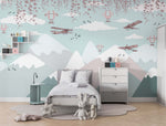 Tapet Personalizat Micii Exploratori cu avioane peste muntii cu zapada - SNOW & PLANES