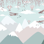 Tapet Personalizat Micii Exploratori cu avioane peste muntii cu zapada - SNOW & PLANES