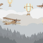 Tapet Personalizat Micii Exploratori cu avioane zburand peste padure de brazi - FLY OVER THE FOREST