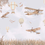 Tapet Personalizat Micii Exploratori cu avioane si baloane cu aer cald in natura - TREE FLY VIEW