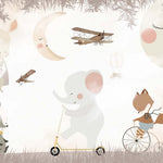 Tapet Personalizat Micii Exploratori cu animale pe biciclete si scutere - ELEPHANT SCOOTER