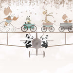 Tapet Personalizat Micii Exploratori cu animalute mergand pe avion - RIDE ON THE PLANE