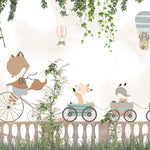 Tapet Personalizat Micii Exploratori cu animale la plimbare printre ruine cu vegetatie - RUINS RIDE