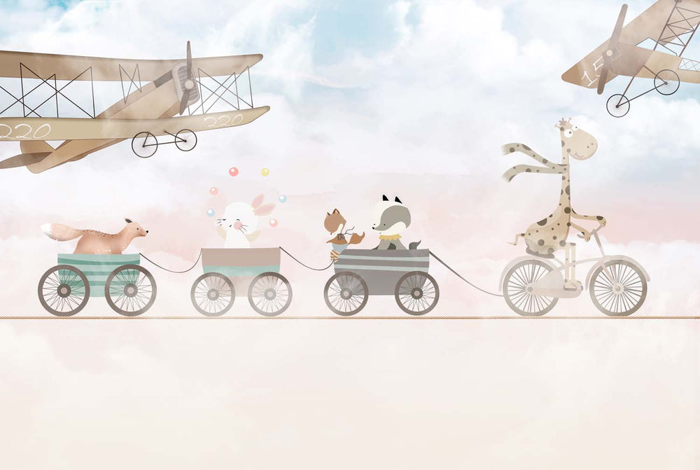 Tapet Personalizat Micii Exploratori cu animale calatorind pe franghie - SKY ROPE