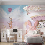 Tapet Personalizat Micii Exploratori cu vulpe agatata de balon roz - FLOATING FOX