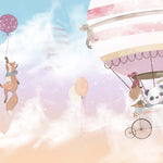 Tapet Personalizat Micii Exploratori cu vulpe agatata de balon roz - FLOATING FOX