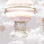 Tapet Personalizat Micii Exploratori cu animale si balon cu aer cald in ninsoare - SNOWY SKY HIGH