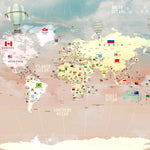 Tapet Personalizat Micii Exploratori cu harta lumii detaliata cu steaguri pe un fundal gradient - GLOBE FLAGS MAP