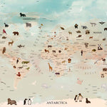 Tapet Personalizat Micii Exploratori cu harta lumii cu animale si baloane - DESERT ANIMAL MAP