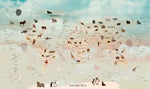 Tapet Personalizat Micii Exploratori cu harta lumii cu animale si baloane - DESERT ANIMAL MAP