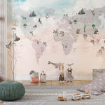 Tapet Personalizat Micii Exploratori cu harta lumii in stil tropical - TROPICAL TIDE MAP
