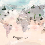 Tapet Personalizat Micii Exploratori cu harta lumii in stil tropical - TROPICAL TIDE MAP
