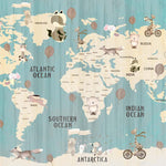 Tapet Personalizat Micii Exploratori cu harta lumii si oceane texturate in nuante de albastru - TEXTURED OCEAN MAP