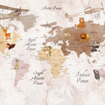 Tapet Personalizat Micii Exploratori cu harta lumii pe continente si fundal colorat in stil watercolor - WATERCOLOR PAPER MAP