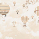 Tapet Personalizat Micii Exploratori cu baloane cu aer cald si fundal bej texturat - BEIGE PLASTERED BALLOONS