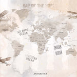 Tapet Personalizat Micii Exploratori cu harta lumii cu textura stearsa in nuante de bej - WASHED WATERCOLOR MAP