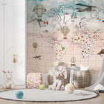 Tapet Personalizat Micii Exploratori cu conturul hartii globului in nuante gradient - OUTLINE GLOBE'S MAP