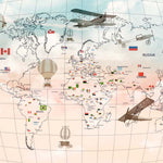 Tapet Personalizat Micii Exploratori cu conturul hartii globului in nuante gradient - OUTLINE GLOBE'S MAP