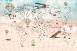 Tapet Personalizat Micii Exploratori cu conturul hartii globului in nuante gradient - OUTLINE GLOBE'S MAP