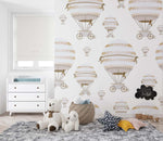 Tapet Personalizat Micii Exploratori cu pattern cu baloane cu aer cald bej grej - BEIGE BALLOONS PATTERN