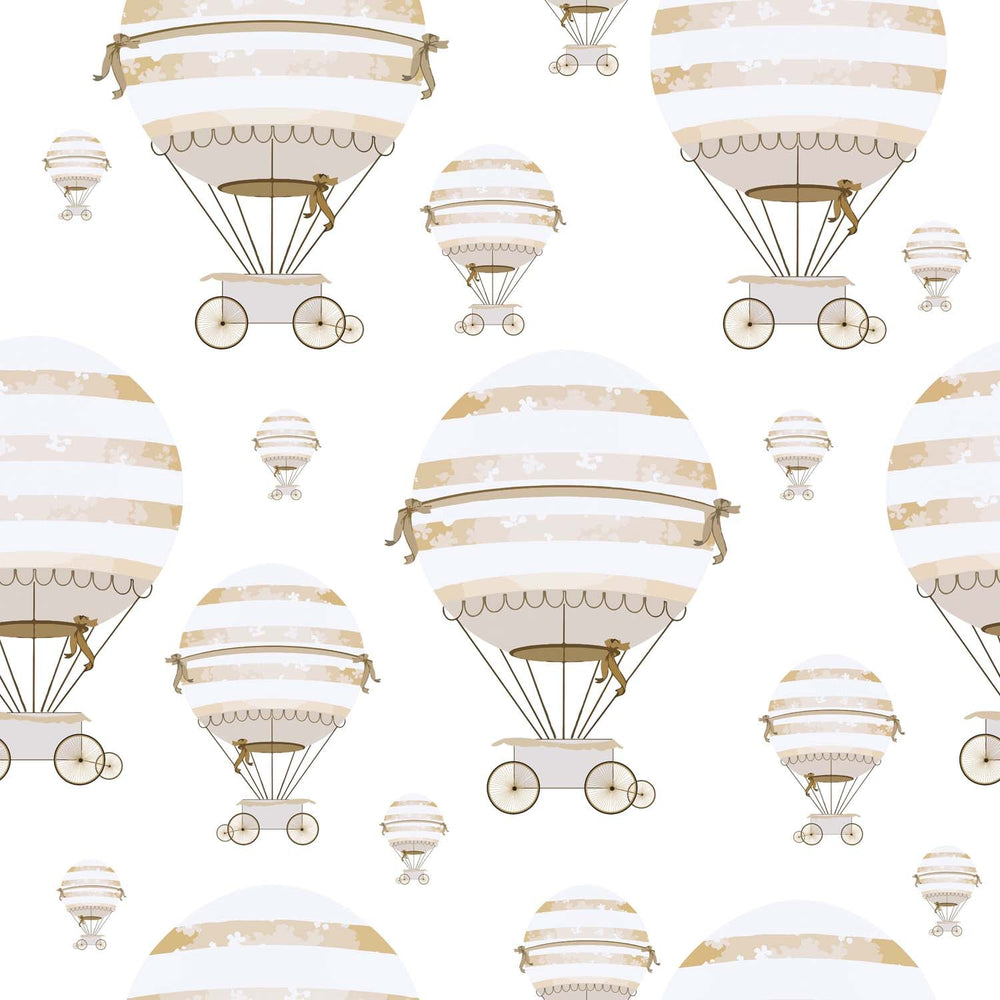 Tapet Personalizat Micii Exploratori cu pattern cu baloane cu aer cald bej grej - BEIGE BALLOONS PATTERN