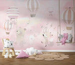 Tapet Personalizat Micii Exploratori cu trupa muzicala de animale pe un fundal trandafiriu roz - PINK BAND MARCH