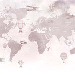 Tapet Personalizat Micii Exploratori cu harta lumii in nuante bej rozalii - DUSTY MAUVE MAP