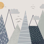 Tapet Personalizat Inspiratie Scandinava pentru Copii cu munti abstracti in nuante de albastru - ABSTRACT KID'S MOUNTAINS