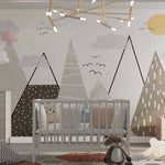 Tapet Personalizat Inspiratie Scandinava pentru Copii cu munti abstracti in nuante cafenii maro - CHOCOLATE MOUNTAINS