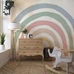 Tapet Personalizat Inspiratie Scandinava pentru Copii cu curcubeu vintage - VINTAGE RAINBOW