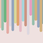 Tapet Personalizat Inspiratie Scandinava pentru Copii cu dungi multicolore pe fundal roz - LINE RAINBOW