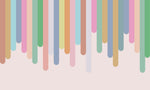Tapet Personalizat Inspiratie Scandinava pentru Copii cu dungi multicolore pe fundal roz - LINE RAINBOW