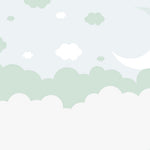 Tapet Personalizat Inspiratie Scandinava pentru Copii cu luna si nori in nuante de verde - SAGE GREEN SLEEP
