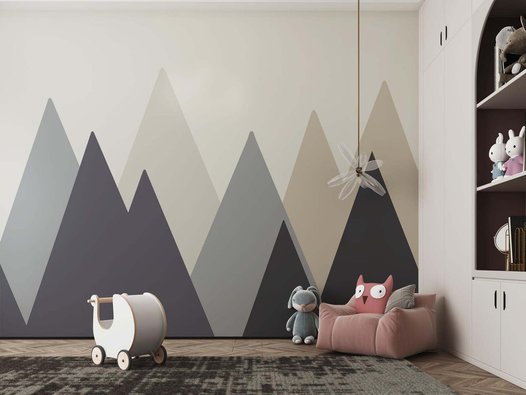 Tapet Personalizat Inspiratie Scandinava pentru Copii cu munti in forme geometrice abstracte  - GEOMETRIC MOUNTAINS