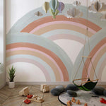 Tapet Personalizat Inspiratie Scandinava pentru Copii cu curcubee pictate in nuante pastel - PAINTED RAINBOWS