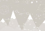 Tapet Personalizat Inspiratie Scandinava pentru Copii cu munti bej, planete si constelatii albe - BEIGE STARRY MOUNTAINS