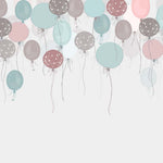 Tapet Personalizat Inspiratie Scandinava pentru Copii cu baloane de petrecere in nuante de roz si albastru pastel - PASTEL BALLOONS