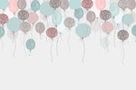 Tapet Personalizat Inspiratie Scandinava pentru Copii cu baloane de petrecere in nuante de roz si albastru pastel - PASTEL BALLOONS