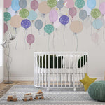 Tapet Personalizat Inspiratie Scandinava pentru Copii cu baloane colorate de petrecere in nuante vibrante - VIVID BALLOONS