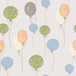 Tapet Personalizat Inspiratie Scandinava pentru Copii cu pattern de baloane in nuante de verde, albastru si portocaliu - COLORFUL BALLOONS PATTERN