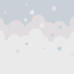 Tapet Personalizat Inspiratie Scandinava pentru Copii cu nori gri si stelute - STARRY CLOUDS