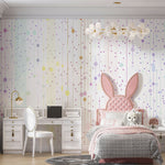 Tapet Personalizat Inspiratie Scandinava pentru Copii cu puncte abstracte multicolore - SOFT RAINBOW COLORS
