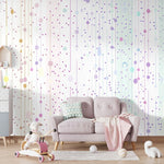 Tapet Personalizat Inspiratie Scandinava pentru Copii cu puncte abstracte multicolore - SOFT RAINBOW COLORS