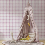 Tapet Personalizat Inspiratie Scandinava pentru Copii cu pattern de carouri in nuante de mov lila - PINK WILLOW CHECK