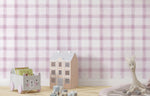 Tapet Personalizat Inspiratie Scandinava pentru Copii cu pattern de carouri in nuante de mov lila - PINK WILLOW CHECK