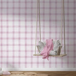 Tapet Personalizat Inspiratie Scandinava pentru Copii cu pattern de carouri in nuante de mov lila - PINK WILLOW CHECK
